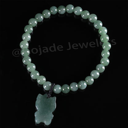 Kitty CAT Bracelet 100% Natural Burma Jade Jadeite With Certificated