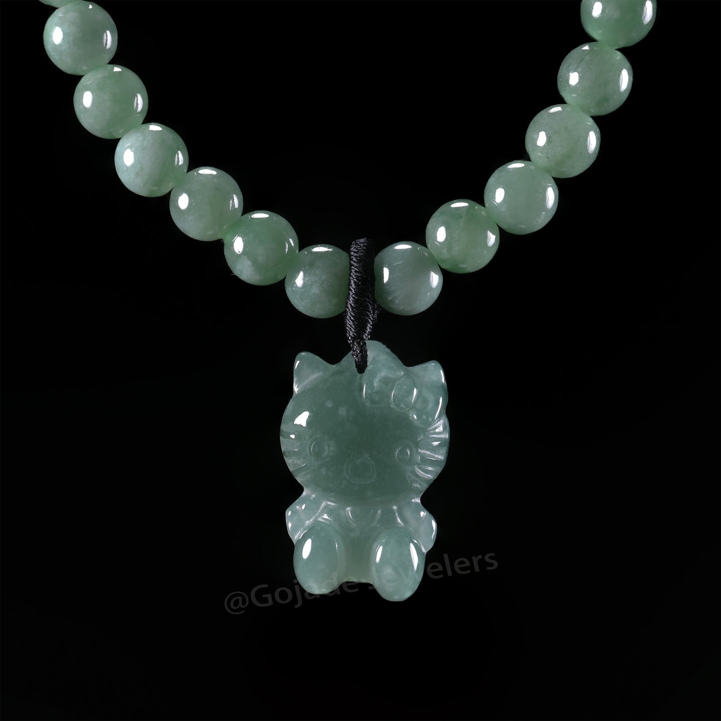 Kitty CAT Bracelet 100% Natural Burma Jade Jadeite With Certificated