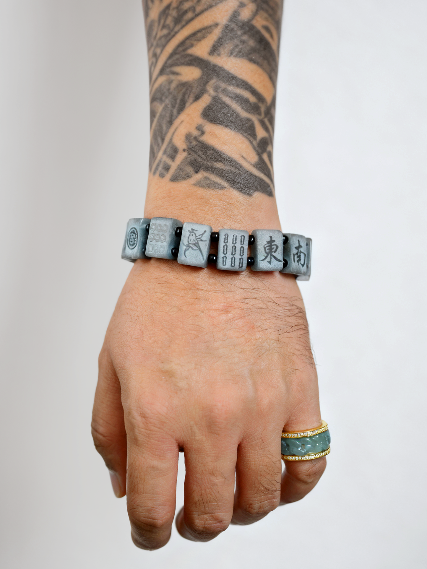 Majiang (Mahjong) 13幺 Bracelet 100% Natural Burma Jade Jadeite With Certificated b87