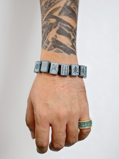 Majiang (Mahjong) 13幺 Bracelet 100% Natural Burma Jade Jadeite With Certificated b87