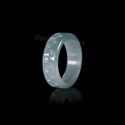 Certified Icy Blue Grid Burma 100% Natural A JADE Jadeite Circle RING 戒指 100004