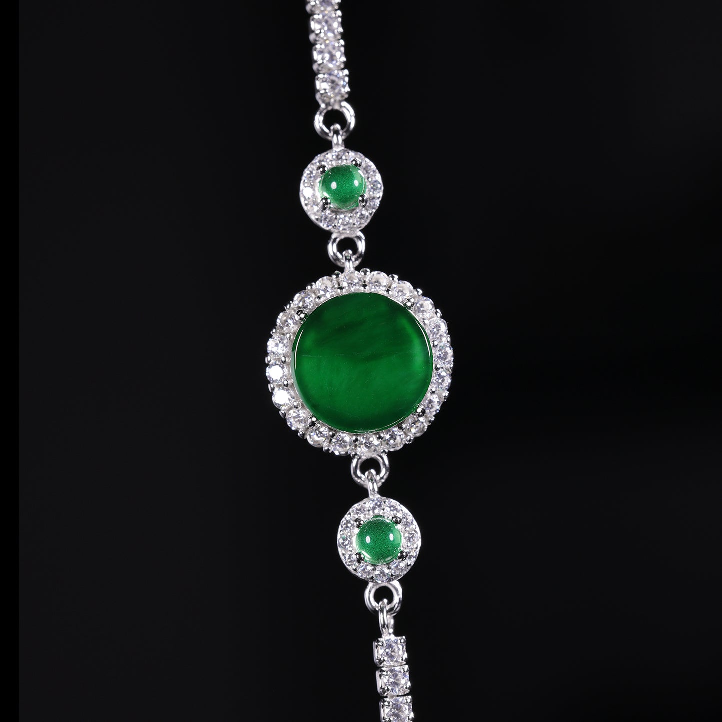 The Bracelet S925 Silver With Burma Natural jade (Cricle Button Style)