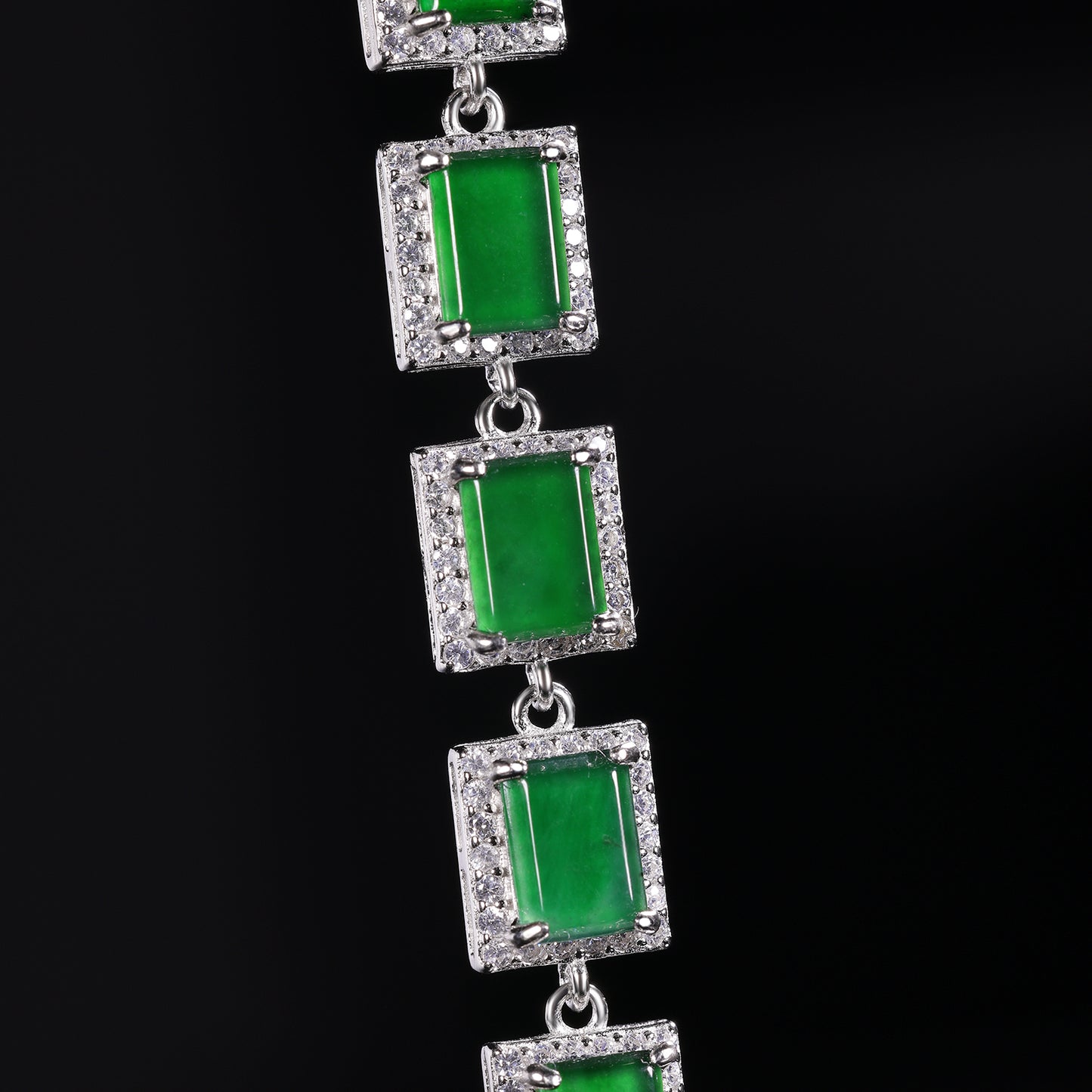 The Bracelet S925 Silver With Burma Natural jade ( Ring Face Style)