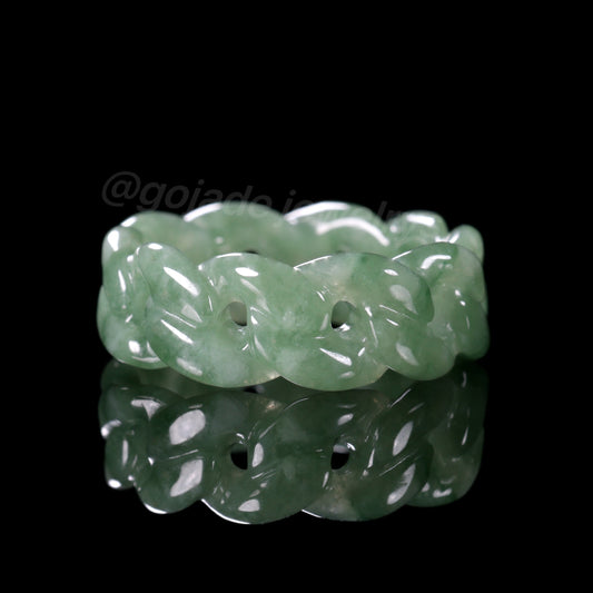 Certified Icy Green Cuban Burma 100% Natural A JADE Jadeite Circle RING 戒指 100000
