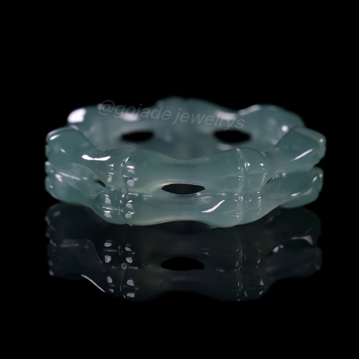 Certified Icy Blue Bone Burma 100% Natural A JADE Jadeite Circle RING 戒指 100002