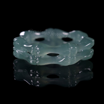 Certified Icy Blue Bone Burma 100% Natural A JADE Jadeite Circle RING 戒指 100002