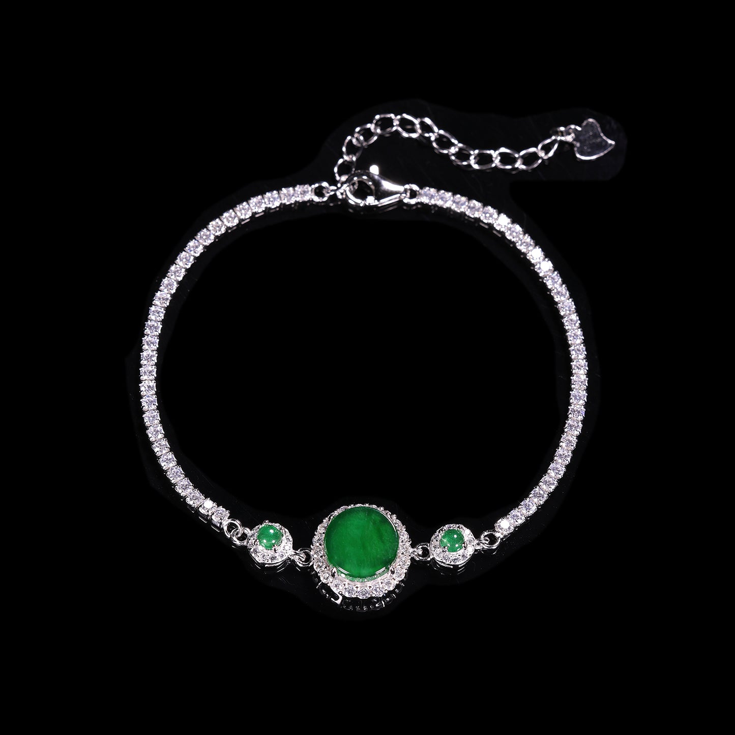 The Bracelet S925 Silver With Burma Natural jade (Cricle Button Style)