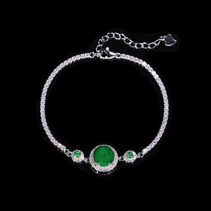 The Bracelet S925 Silver With Burma Natural jade (Cricle Button Style)