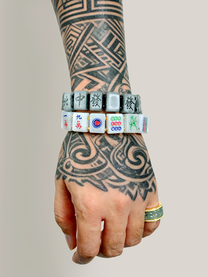 Majiang (Mahjong) 13幺 Bracelet 100% Natural Burma Jade Jadeite With Certificated b87