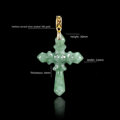 The Cross Jadeite 100% Natural Burma Jade Jadeite With Certificated (S925 Silver Buckle)