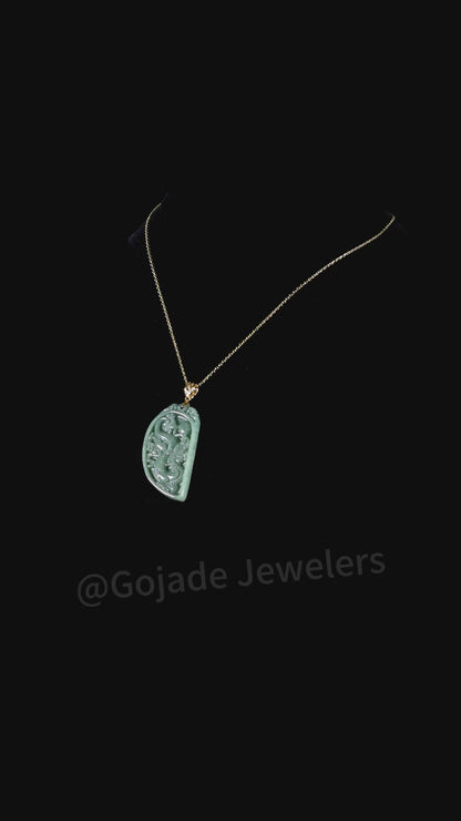 The Dragon & Phoenix Jadeite 100% Natural Burma Jade Jadeite With Certificated (S925 Silver Buckle)