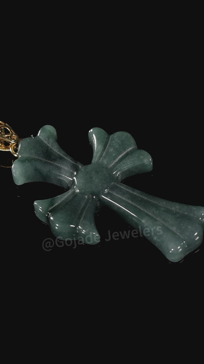 The Cross Jadeite 100% Natural Burma Jade Jadeite With Certificated (S925 Silver Buckle)