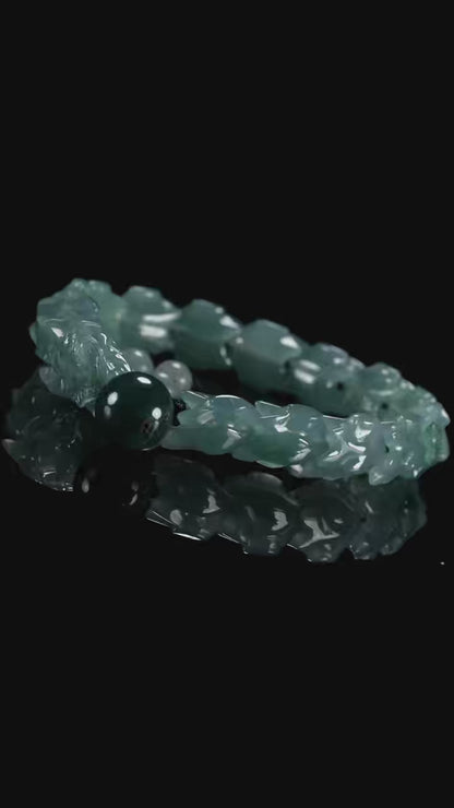 The Dragon Bracelet 100% Natural Blue Bead Jade Jadeite Bracelet With Certificated