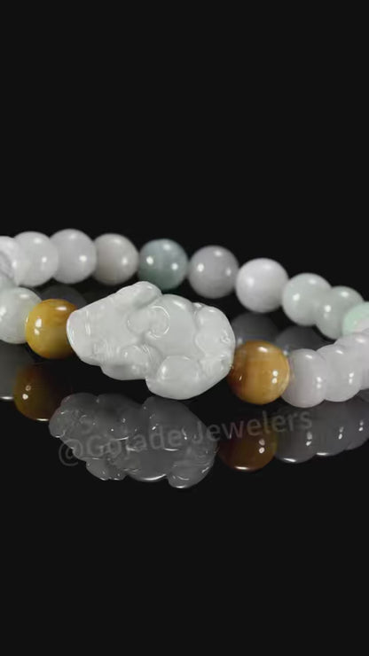 The Pixiu beads Bracelet 100% Natural Jade Jadeite With Certificated
