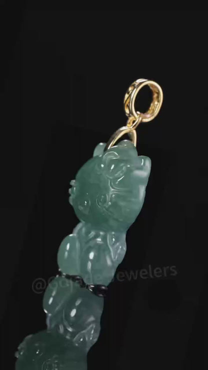 The Kitty CAT Jadeite 100% Natural Burma Jade Jadeite With Certificated (S925 Silver Buckle) a40