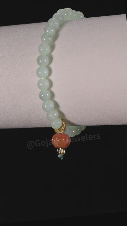 The Green Bead Bracelet 100% Natural Jade Jadeite With Certificated