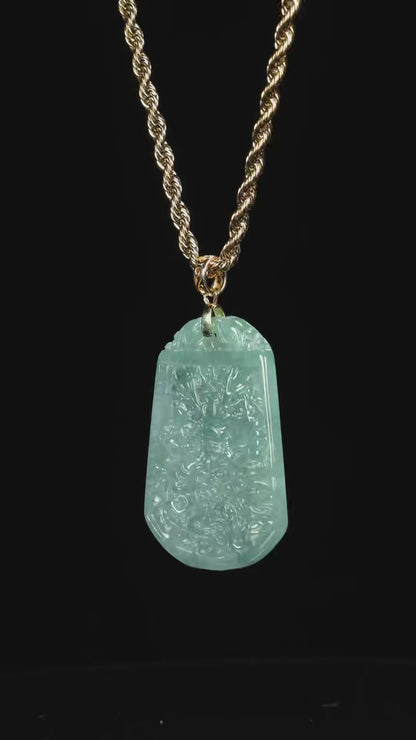 The Dragon Jadeite 100% Natural Burma Jade Jadeite With Certificated (S925 Silver Buckle)