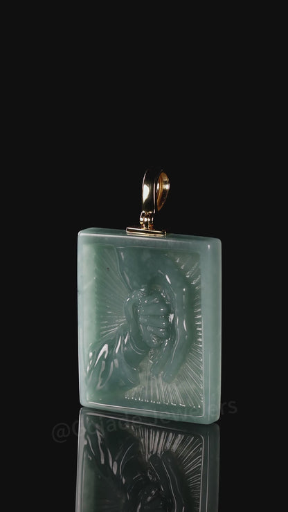 The Hand in hand Jadeite 100% Natural Burma Jade Jadeite With Certificated (S925 Silver Buckle)