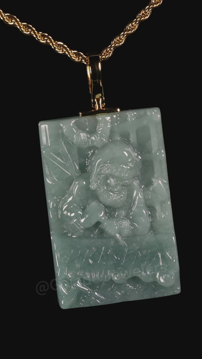 The Christmas Santa Claus Jadeite 100% Natural Burma Jade Jadeite With Certificated (S925 Silver Buckle)