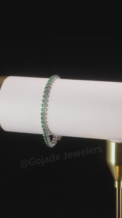 The Green jadeiet Bracelet S925 Silver With Burma Natural jade with Certificate