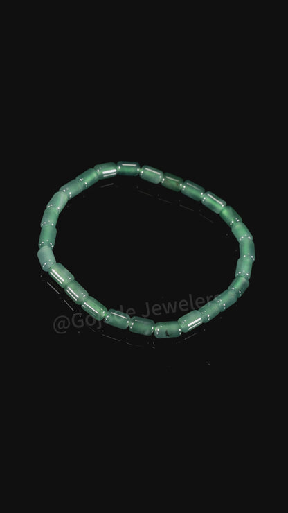 The Tube beads Bracelet 100% Natural Jade Jadeite With Certificated