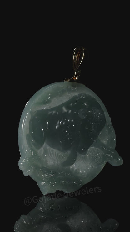 The Bullish Diligent and loyal Jadeite 100% Natural Burma Jade Jadeite With Certificated (S925 Silver Buckle)