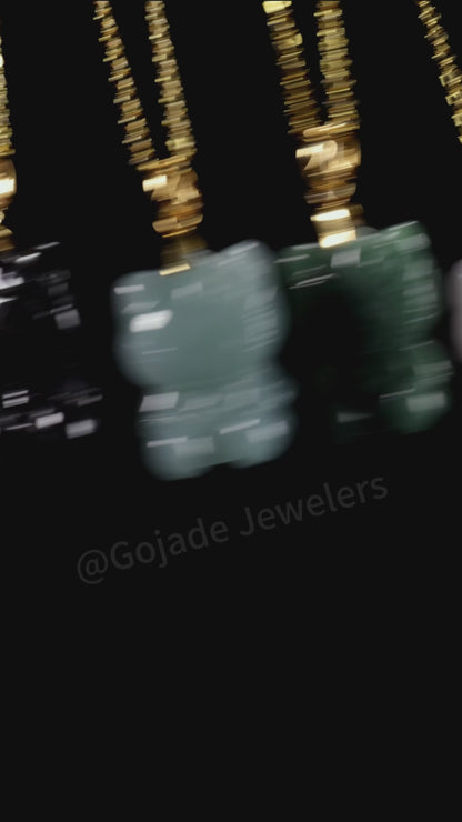 The Kitty Cat Jadeite 100% Natural Burma Jade Jadeite With Certificated (S925 Silver Buckle)