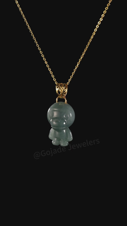 The Big Mouth Monkey Jadeite 100% Natural Burma Jade Jadeite With Certificated (S925 Silver Buckle)