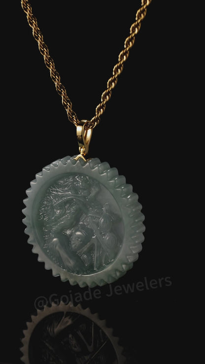 The Ghost Rider Jadeite 100% Natural Burma Jade Jadeite With Certificated (S925 Silver Buckle)