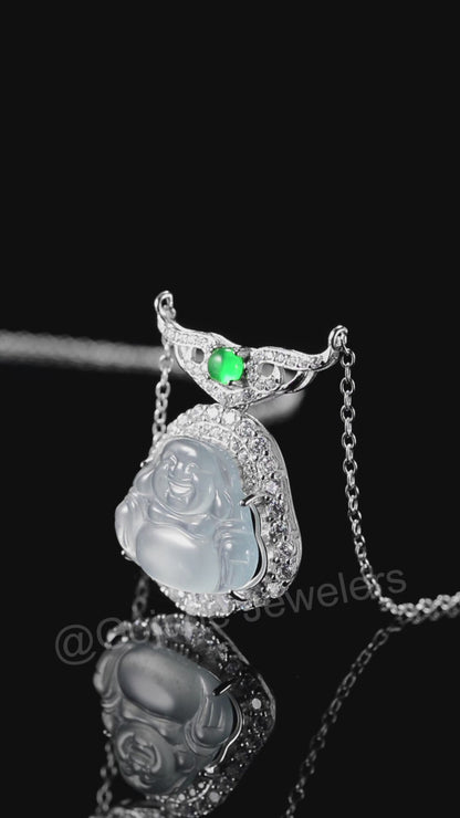 The Buddha Natural Jade Jadeite Pendant (S925 Silver)
