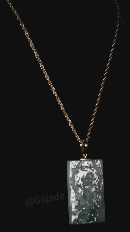 The Frozen Snowman reindeer Jadeite 100% Natural Burma Jade Jadeite With Certificated (S925 Silver Buckle)