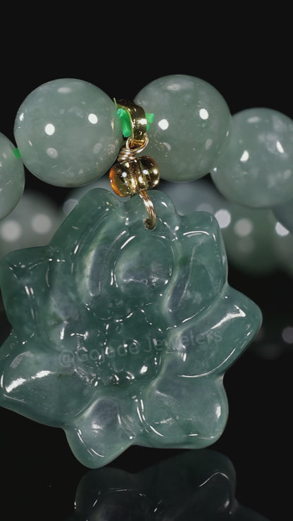 The Lotus Bead Bracelet 100% Natural Jade Jadeite With Certificated